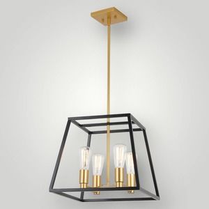 Artika Carter 4-Light Black & Gold Industrial Cage Light Fixture